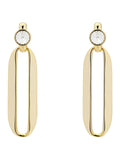 Karen Millen gold crystal drop earrings ellipse design, imported from the UK