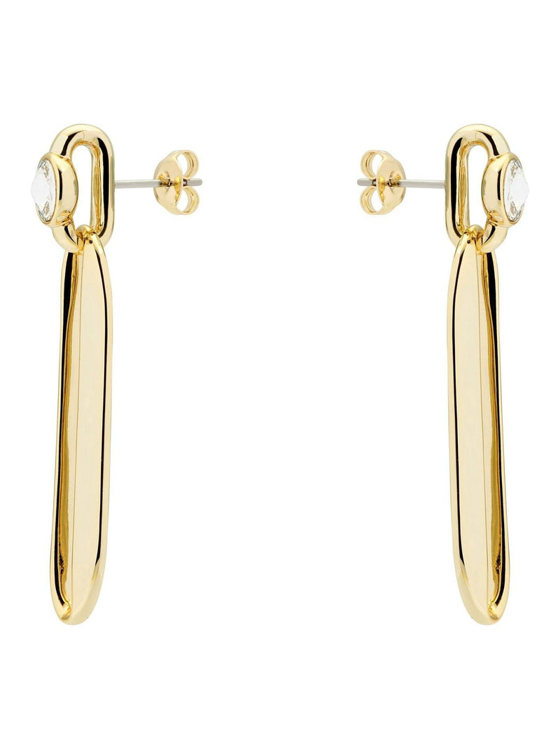 Karen Millen gold crystal drop earrings ellipse design, imported from the UK