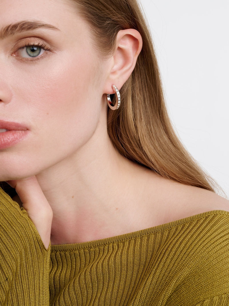 Karen Millen silver crystal hoop earrings 1.6cm, UK version