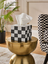 Next Ceramic Tissue Box Cover White/Black Check 14.5cm Cube- Buy online at McGrocer