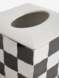 Ceramic tissue box cover white/black check 14.5cm cube (British brand)