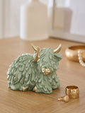 Sage Green Hamish Highland Cow ring holder (British brand)