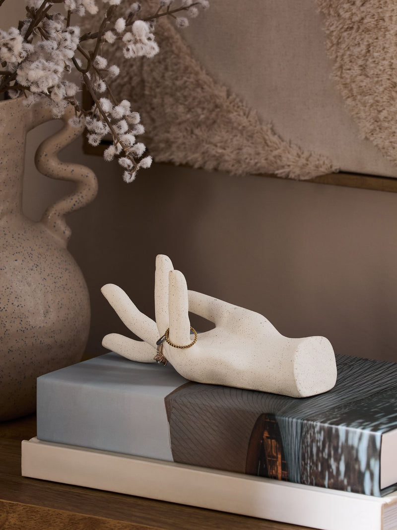 Natural ceramic hand trinket dish ring holder, imported from the UK