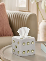 Next White Gold Dice Tissue Box Holder 13.5cm Cube- Buy online at McGrocer