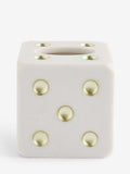 White gold dice tissue box 13.5cm cube (British brand)