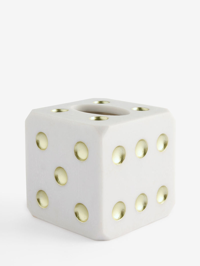 White gold dice tissue box 13.5cm cube (British brand)