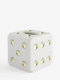 White gold dice tissue box 13.5cm cube (British brand)