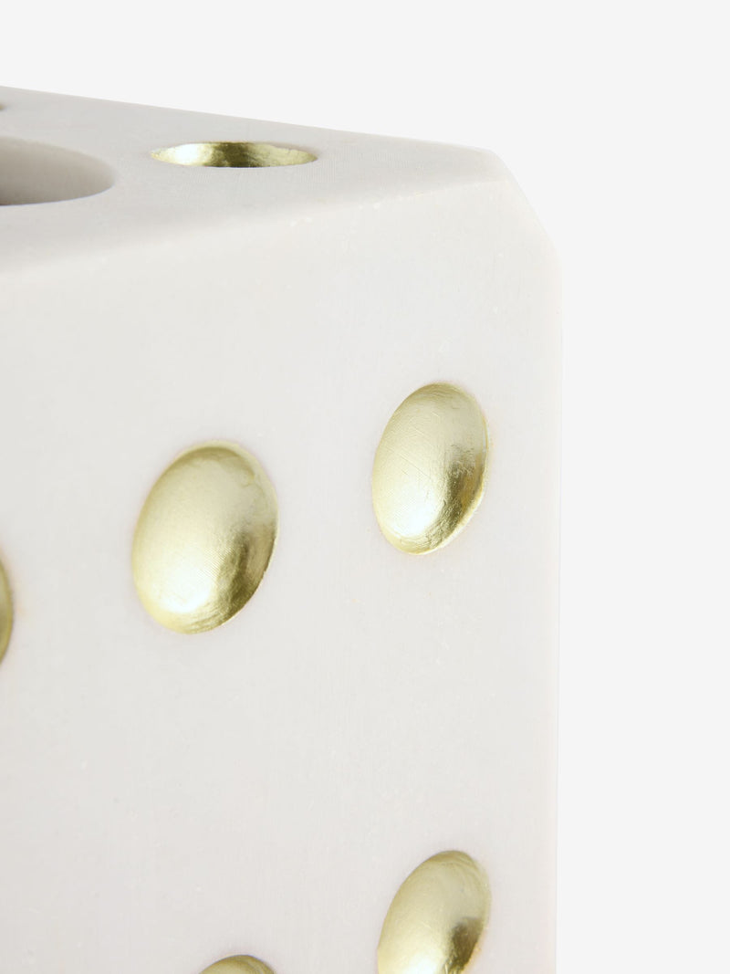 White gold dice tissue box 13.5cm cube (British brand)