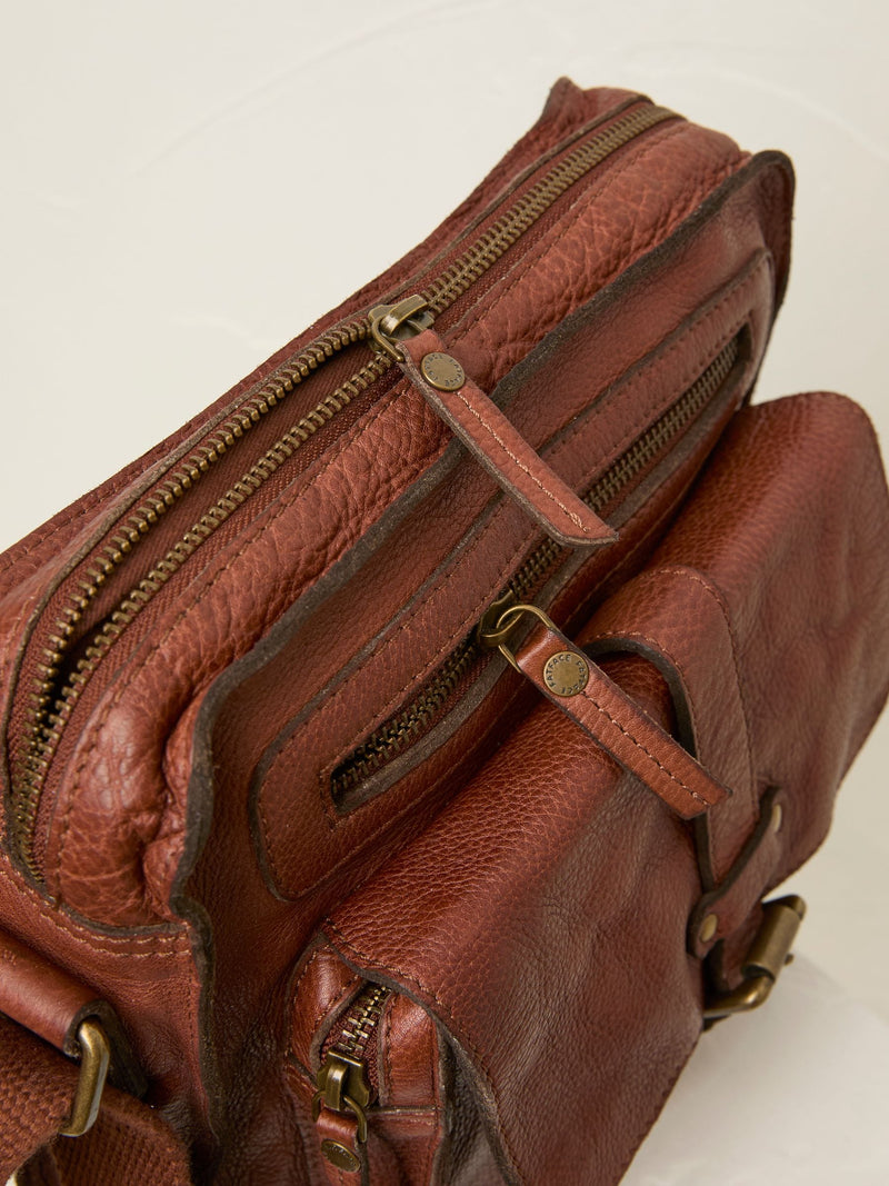 FatFace chestnut brown leather cross-body bag imported from the UK