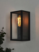 Next BHS Matt Black Chinon 1lt Glass Panel Outdoor Box Lantern- Buy online at McGrocer