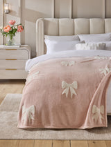 Next Pink Carved Fleece Bows Throw - 130cm x 150cm- Buy online at McGrocer