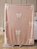 Pink fleece bow throw 130x150cm (British brand)