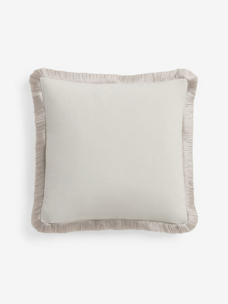 Chunky fringe velvet chenille cushion 50x50cm, UK version