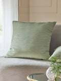 Sage green velvet pleat cushion 59cm (British brand)
