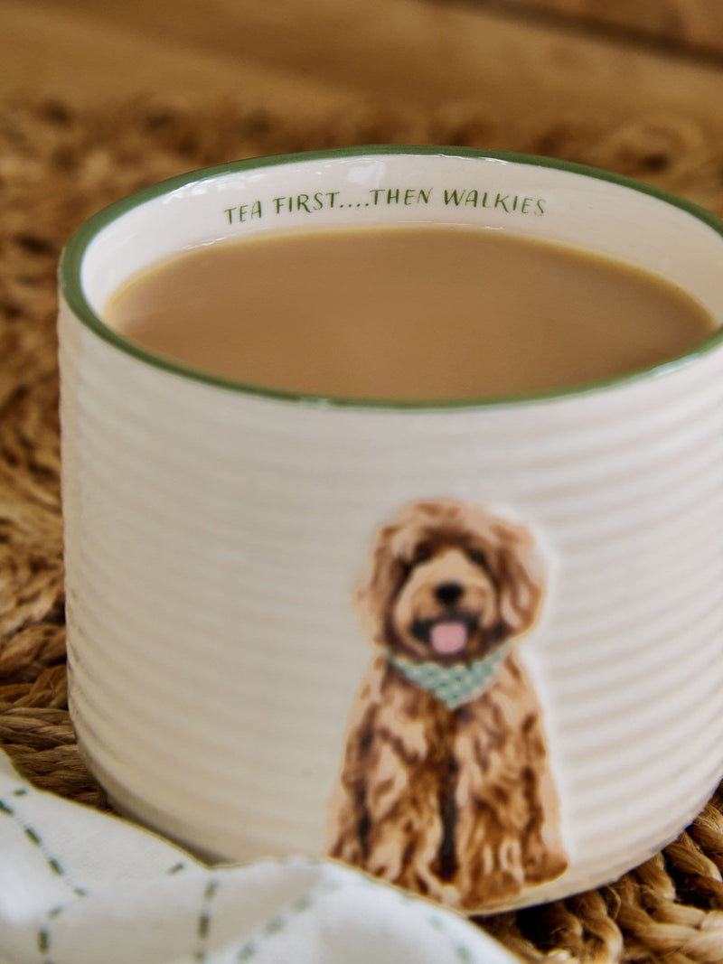 Labradoodle-themed stoneware mug 14cm, imported from the UK