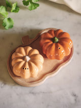 Next Orange Pumpkin Salt and Pepper Shakers with Wooden Tray 16cm High- Buy online at McGrocer