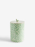 Sage green ceramic bread bin with chicken topper (British brand)