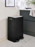 Black 60L 3 Compartment Recycling Soft Close Pedal Kitchen Bin