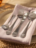 16-Piece Brushed Silver Cutlery Set Featuring Highland Cow Design, UK version