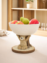Next Natural Bertie Bear Cream Speckled Ceramic Fruit Bowl with Resin Bear- Buy online at McGrocer