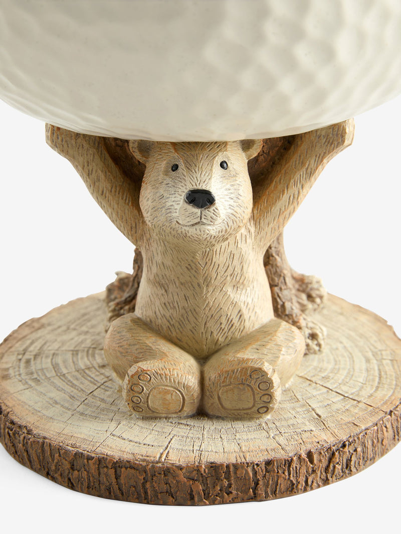 Cream speckled ceramic fruit bowl with resin Bertie bear, imported from the UK