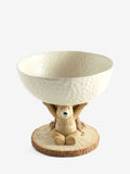 Cream speckled ceramic fruit bowl with resin Bertie bear, imported from the UK