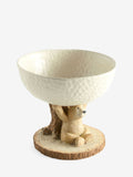 Cream speckled ceramic fruit bowl with resin Bertie bear, imported from the UK