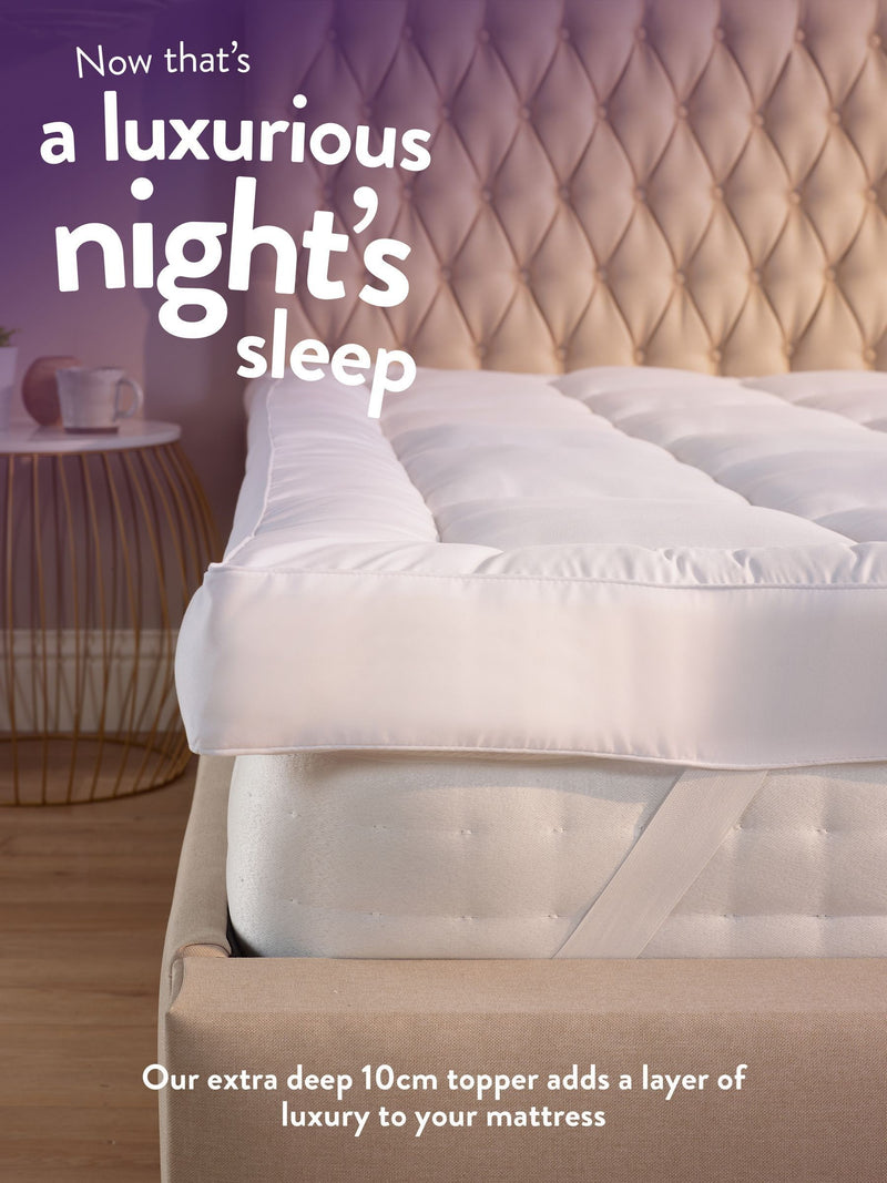 Slumberdown White Sleep Soundly Extra Deep Mattress Topper 10cm (British brand)