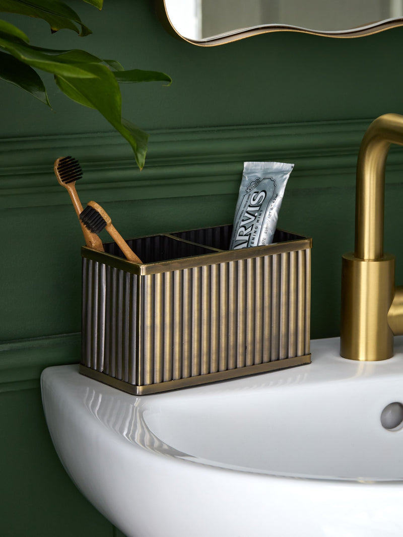 Gold Rib Toothbrush Tidy