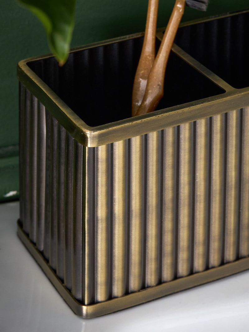 Gold Rib Toothbrush Tidy