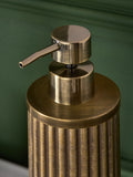 Gold ribbed soap dispenser for bathrooms, UK version
