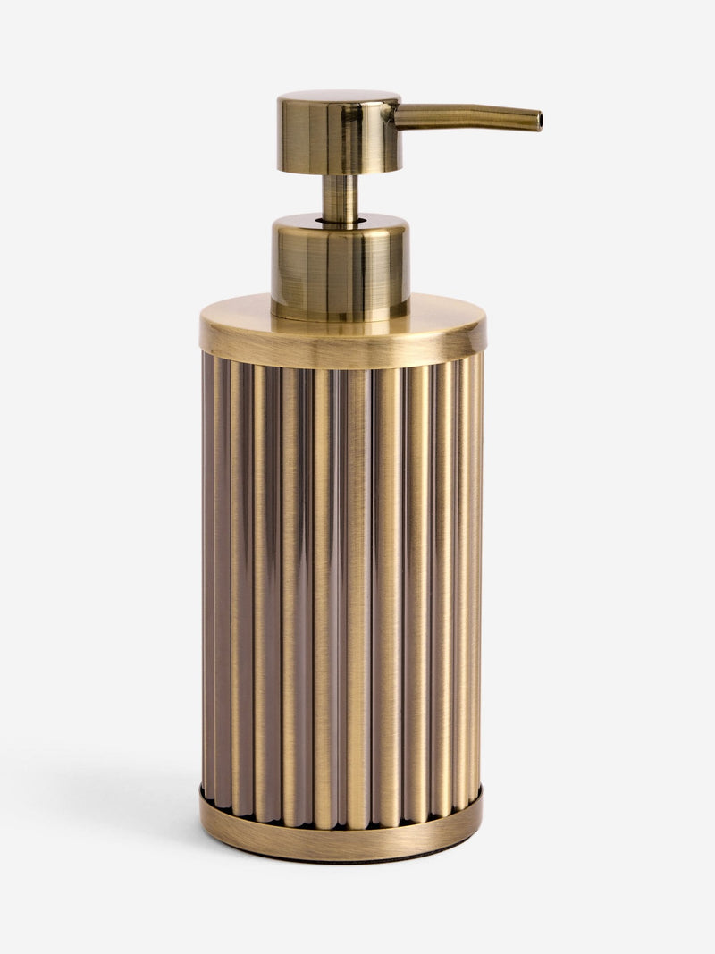 Gold ribbed soap dispenser for bathrooms, UK version