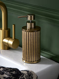 Gold ribbed soap dispenser for bathrooms, UK version