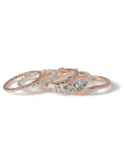 Next Aela Silver and Rose Gold Tone Stacker Multipack Ring- Buy online at McGrocer