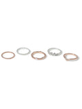 Aela silver and rose gold tone stacker ring multipack - British product