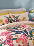 Multi autumn floral print reversible duvet cover and pillowcase set, imported from the UK