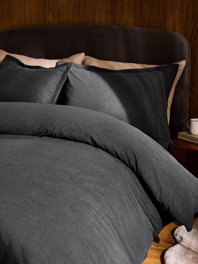 Next Grey Charcoal Corduroy Duvet Cover and Pillowcase Set- Buy online at McGrocer