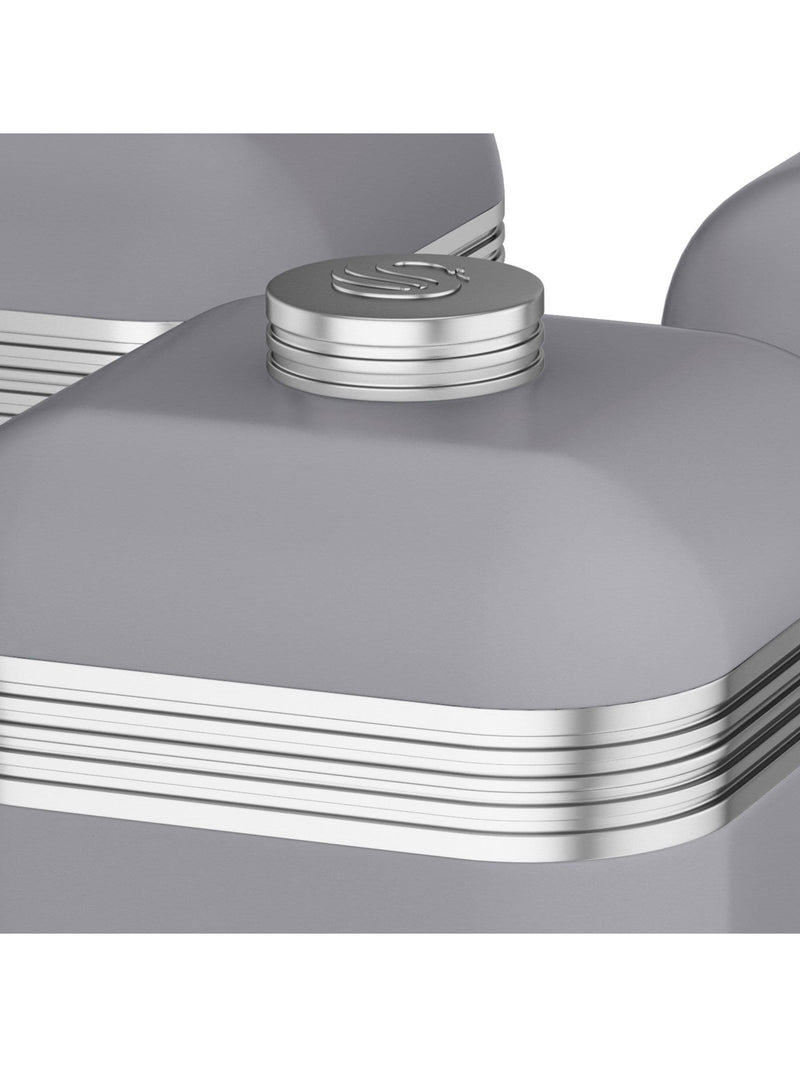 Swan set of 3 grey retro storage canisters, UK version