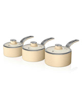 Next Swan Cream Retro 3-Piece Saucepan Set- Buy online at McGrocer