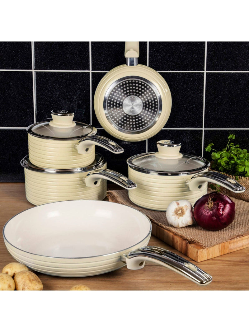 Swan retro cream saucepan set 3 piece, UK version