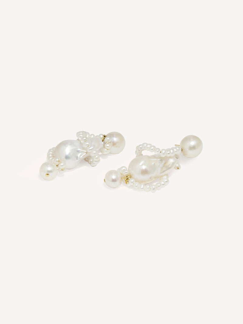 CompletedWorks gold pearl earrings 50mm, imported from the UK