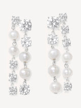 Next CompletedWorks Silver Plated Drop Earrings with Freshwater Pearl and Zirconia 40mm- Buy online at McGrocer