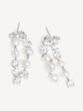 CompletedWorks silver tone drop earrings with freshwater pearl and zirconia 40mm (British brand)