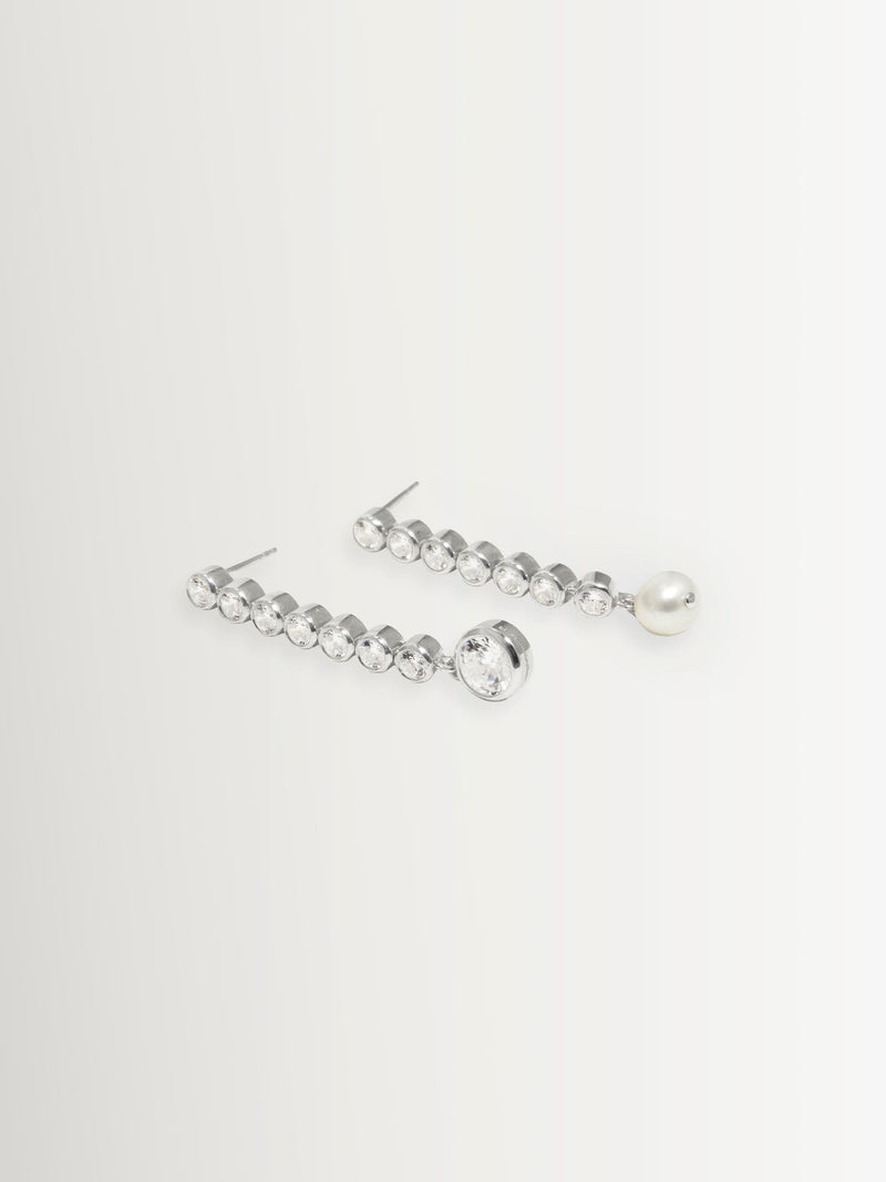 CompletedWorks silver tone ascent earrings freshwater pearls zirconias, UK version