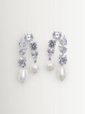 CompletedWorks silver tone cascading earrings with freshwater pearl and zirconia, UK version