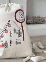 Next Solesmith 100% Linen Ski Scene Personalised Christmas Sack- Buy online at McGrocer
