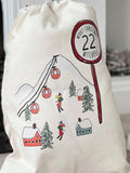 Solesmith linen Christmas sack ski scene personalised (British brand)