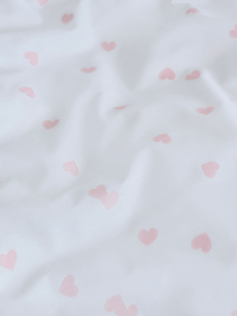 White Pink Heart reversible duvet cover and pillowcase set (British brand)