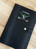 Solesmith personalised golf notebook, imported from the UK