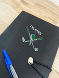 Solesmith personalised golf notebook, imported from the UK